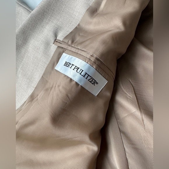 Bert Pulitzer Tan Beige Wool Blend Sport Coat Men’s Lined Blazer Jacket 42R - Picture 7 of 9